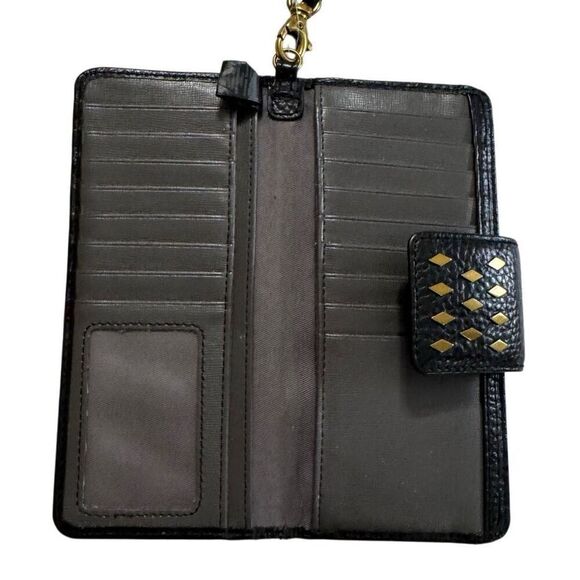 Fossil Issue No 1954 Genuine Black Leather Diamond Studded Wallet - Picture 7 of 14